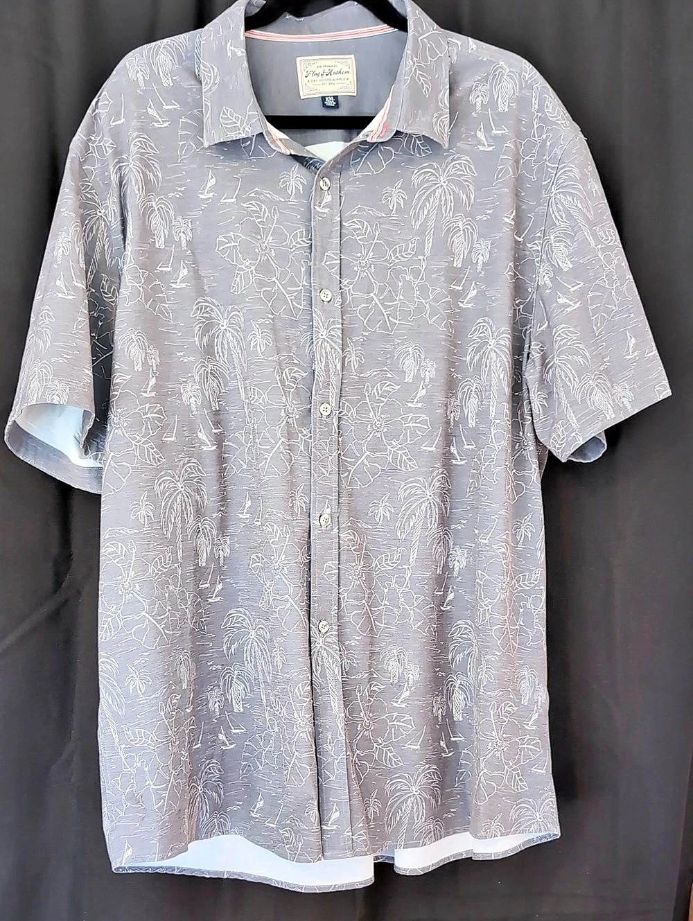 Flag & Anthem Men's Abstract Short Sleeve Shirt Gray XXL Tall Like New